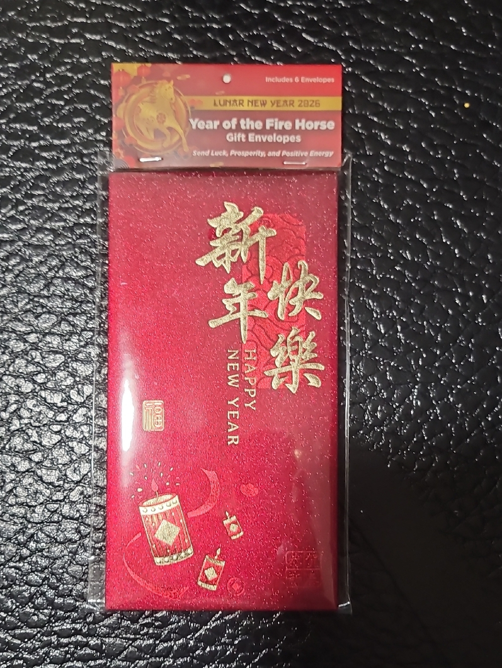 Lunar New Year Red Gift Envelopes with Gold Foil - Pack of 6
